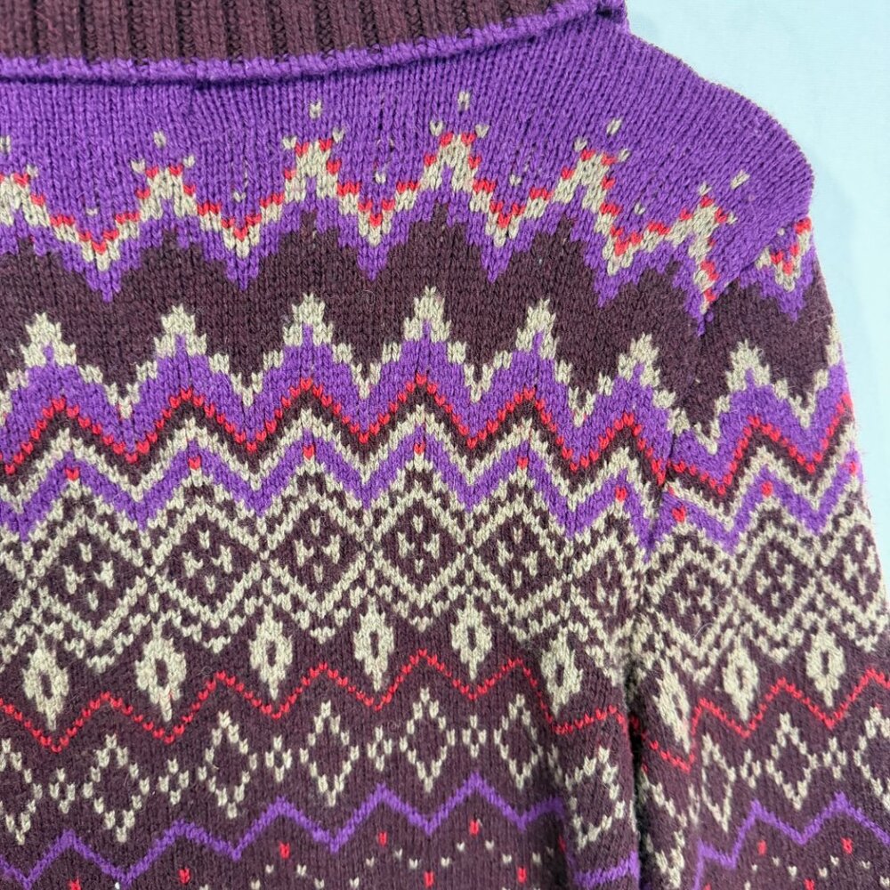 Fair isle Eddie Bauer Women’s Tall Large Zip Up Sweater Button Snap Collar - Picture 11 of 11